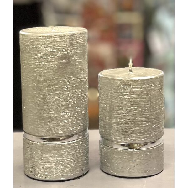 Riverdale hopeanvärinen tuoksuton kynttilä, 13 cm